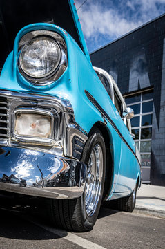 Closeup of a vintage car at a show in Denver Colorado