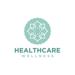 Wellness logo with a simple and clean modern design with elegant line art style for yoga massage or spa and beauty business.