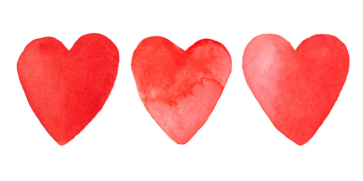 red hearts isolated on white background