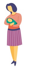 Mother holding newborn baby in arms isolated character