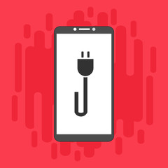 Power plug, power supply, charge smartphone vector icon Flat illustration