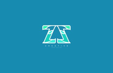Letter ZZ Abstract Minimalist Linear Modern Blue Color Logotype