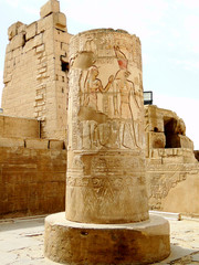 Ancient Egyptian Kom Ombo Temple, a double temple construction in Aswan in Egypt. Double means...