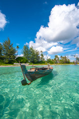 beautiful beach and old boats, Bintan Island, Indonesia