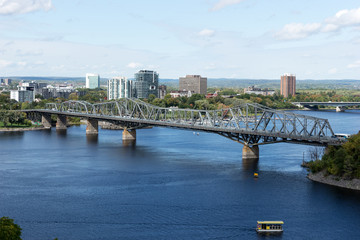 View at the Alexandra bridge over Ottawa river in Ottawa. Ontario. Canada
