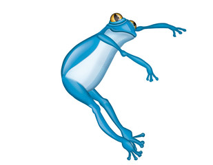 grenouille, bleu, amphibien, animal, isolé, blanc, rainette,  saut, nature, faune, grenouille, crapaud, macro, gros plan, joli, yeux, jouet, petit, dessin animé, illustration, attitude, dense 