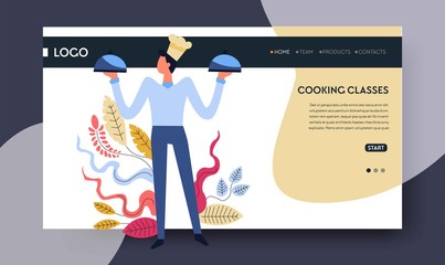 Cooking classes online subscription or signing up web page template