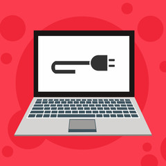 Power plug, power supply, charge laptop vector icon Flat illustration