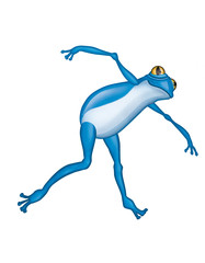grenouille, bleu, amphibien, animal, isolé, blanc, rainette,  saut, nature, faune, grenouille, crapaud, macro, gros plan, joli, yeux, jouet, petit, dessin animé, illustration, attitude, dense 