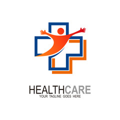 Medical Cross Logo, Cross People Medical Logo Vector, 