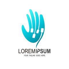 Obraz premium Hand stylized line logo. Blue variations included