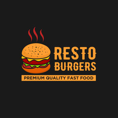 Burger logo design for brand label food restaurant