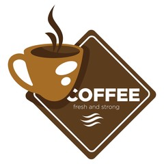 Coffee house or shop steaming cup isolated icon