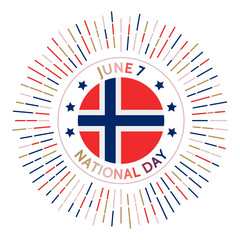 Obraz premium Norway national day badge. Independence from Sweden in 1905. Celebrated on June 7.
