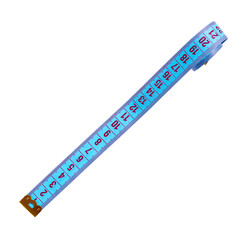 Blue sewing centimeter, ribbon ruler. Measuring tool.