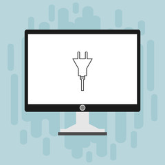 charge, power plug, adaptor with computer concept Flat illustration vector icon for web