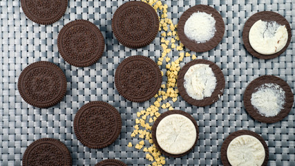 cookies on a dark background flatlay
