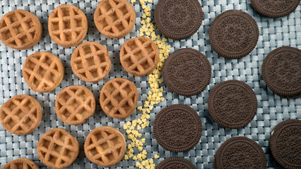 cookies and waffles flatlay pattern