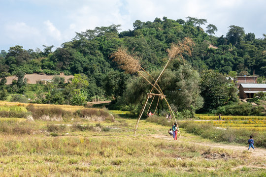 Bamboo Swing for Diwali Festival