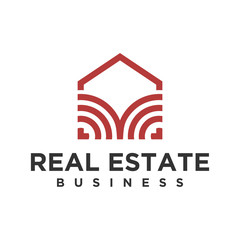 Real estate building logo - house building contractor identity window roof home improvement