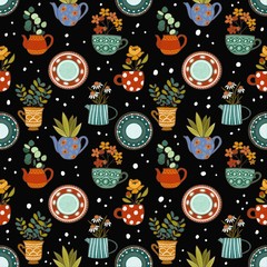 seamless pattern with home plants