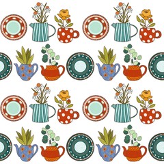 seamless pattern with Home plants