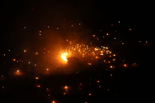 Closeup shot of ground chakra / sangu chakara on the day of deepavali celebration on the night