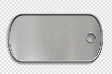 Blank Metal dog tag isolated on a transparent background