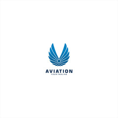 Wing Aviation logo template design