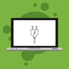 Laptop with Power plug icon. flat illustration of Power plug vector icon for web