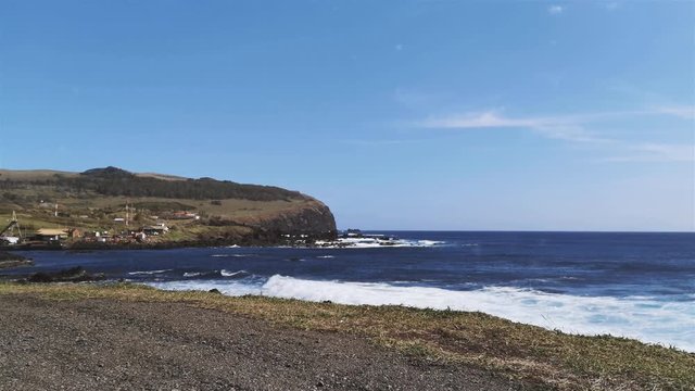 Hidden Treasures of Easter Island, Isla de Pascua, Rapa Nui, the ocean and cliffs near Hanga Piko and Hanga Roa