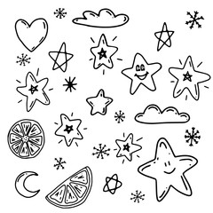 Set of several elements for decoration. Cute illustration for design