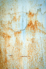 Old rusty blue painted metal sheet