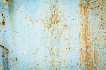 Old rusty blue painted metal sheet
