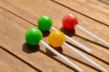 three colors lollipop candy