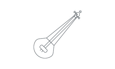 Traditional Indian sarod icon in flat style for classical music