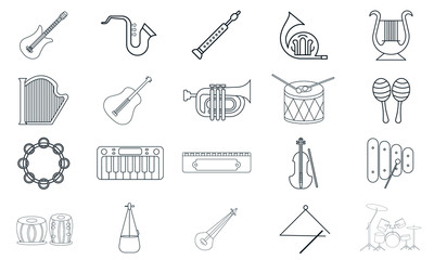 Musical instrument icon set flat style vector illustration.