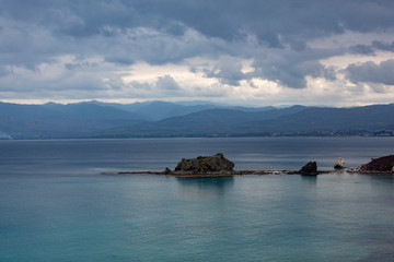 Fototapeta premium Beautiful view of Chrysochou Bay with small island, Cyprus.