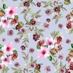 Seamless watercolor pattern with peonies for fabric - 299479542