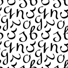 Vector seamless pattern with letters of the alphabet. Hand drawn doodle illustrstion. Backgrounds, textile, wrapping paper