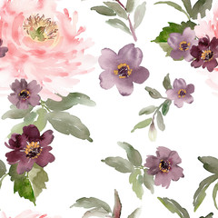 Seamless watercolor pattern with peonies for fabric - 299479990