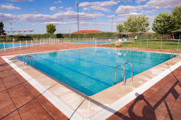 Clean water in a blue pool