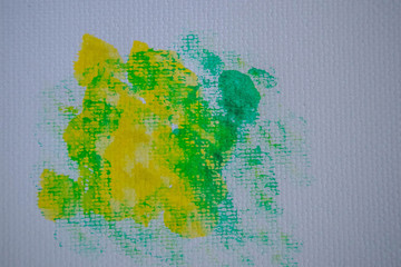 Beautiful Abstract yellow and green water color on white