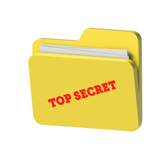 Folder containing classified, top secret information on isolated white house background 3D Illustration