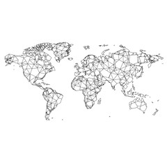 Abstract world map with lines. Stock Vector illustration isolated on white background.