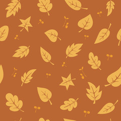 Fototapeta na wymiar Seamless Pattern Leaves in fall /autumn (brown) duotone color theme