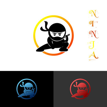 Ninja simple logo design vector. set of vector icons