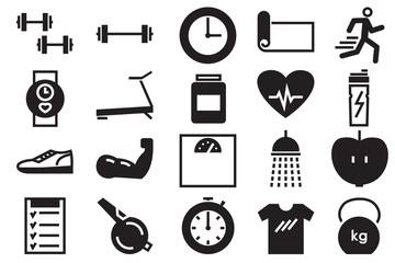 Fototapeta premium fitness and sport isolated icons set on white background. Vector illustration on the white background.