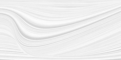 White 3 d background with wave illustration, beautiful bending pattern for web screensaver. Light gray texture with smooth lines for a wedding card.