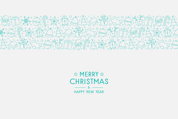 Christmas greeting card with Xmas pattern and wishes. Vector